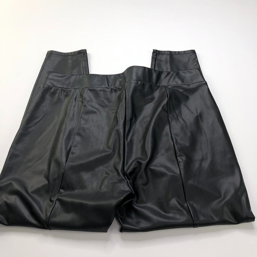 LOFT XL (Fit 37W 27L) Women's Faux Leather Pull On High Rise Tapered Pants Black